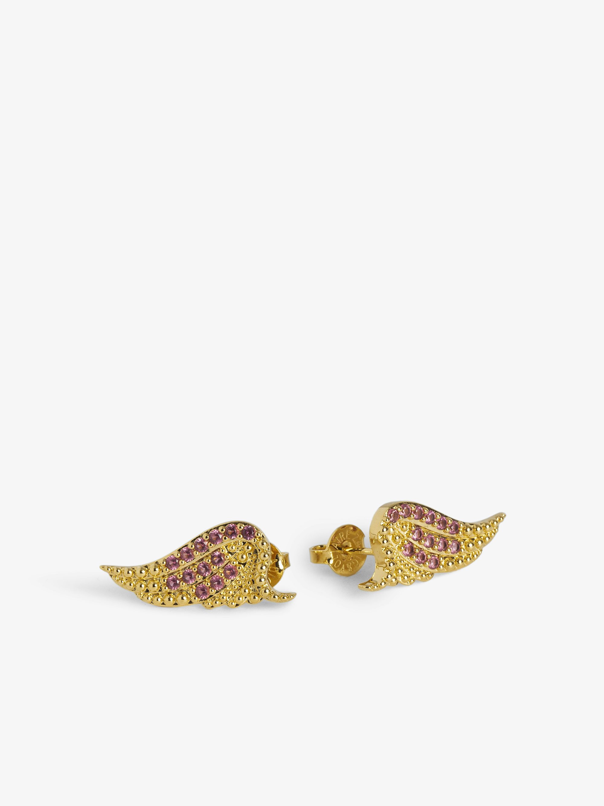 Rock Earrings - Wing earrings in brass adorned with rhinestones.